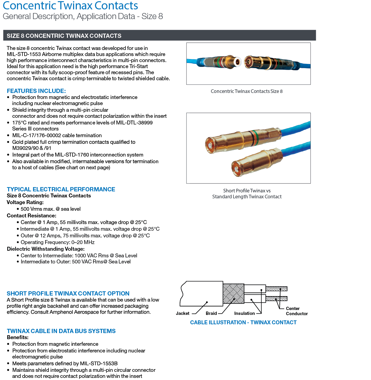 D38999 Connectors with Coaxial, Concentric Twinax, and Triax